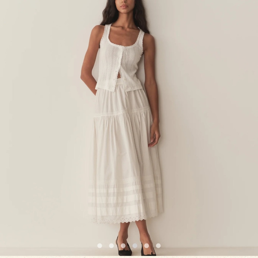 NWOT Doen Sebastiane Tiered Organic Cotton Poplin Maxi Skirt Large